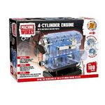 Machine Works MWH04ARR 4-Cylinder Petrol Car Engine Replica Model Building Kit-Features Real Sounds and Illumination, 100+ Pieces, 10+ Years