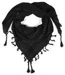 LOVARZI Black Shemagh Scarf Men - Arab head scarf - Cotton square scarves for winter and summer - Arabic Palestinian Mens Scarf - Shemagh Tactical Army Military neck scarf for men and women