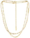 Ettika Necklace for Women. Pearl and Mini Links 18k Gold Plated and Freshwater Pearls Necklace Set. Fashion Jewelry