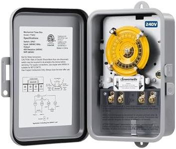 DEWENWILS Heavy Duty Pool Timer, 5HP 40A 240V, 24 Hour Programmable ON/Off Switch, Outdoor Timer for Pool Pump, Water Heater, Weatherproof & Tamper-Resistant, ETL Listed, Gray, UL Listed