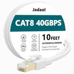 Cat 8 Ethernet Cable 10 ft, Heavy Duty High Speed RJ45 Patch Cord, Cat8 LAN Gold Plated 40Gbps 2000Mhz Network, Indoor Outdoor & Weatherproof S/FTP UV Resistant for Router/Modem/Gaming/Switch/Xbox/PS4