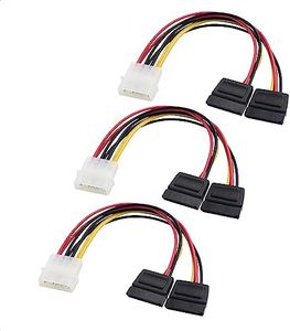 Cable Matters 3-Pack 4 Pin Molex to Dual SATA Power Y-Cable Adapter- 6 Inches