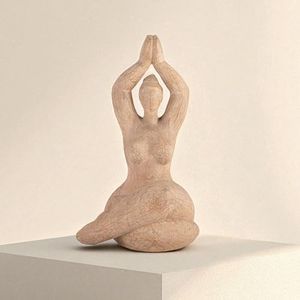 Serene Yoga Figurine Statue – Durable Polyresin Boho Meditation Sculptures – Home Decor for Living Room, Bedroom, Yoga Room and Office – 6" x 5.5" x 11", Brown