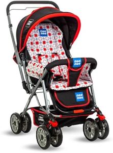 Mee Mee Little Explorer Advance Baby Stroller/Pram for 0 to 3 Years, New Born/Kid, 5 Point Safety Harness, Adjustable backrest, 360 Wheel, Large Storage Basket, Reversible Handlebar Net (Dotted Red)