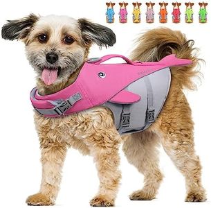 VIVAGLORY Dog Life Vest for Puppy Small Medium Large Dogs, Easy on & Off Sports Style Life Jackets for Dogs with Adjustable Nylon Straps, Pink