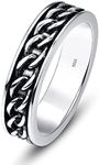 Yaresul 6mm Wedding Band for Men Retro Men's Chain Link Ring 925 Sterling Silver Vintage Rings Chain Design Anniversary Rings for Birthday Gift to Father Brother Son Boyfriend Husband Size 13