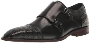 STACY ADAMS Men's Pierson Cap Toe Double Monk Strap Loafer, Black, 9.5