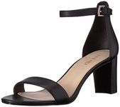 Nine West Women's Pruce Leather Heeled Sandal, Black/Black, 8.0 M US