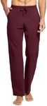 Willit Men's Cotton Yoga Sweatpants Exercise Pants Open Bottom Athletic Lounge Pants Loose Male Sweat Pants with Pockets Wine Red XXL