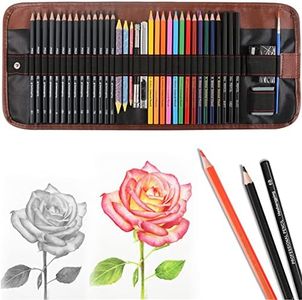 Sketching Pencil Set Drawing Pen Charcoal Sketch Kit Cover Graphite Pencils Charcoal Pencils Watercolour Pencils Paper Erasable Pen Beginners Artist Children and Adults(39pcs Art Supplies)