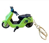 AUGEN Push & Go Metal Toy Car Bike Scooter Plane with Key Hook Keychain Showpice for Kids & Adults (Scooter B|Green Black)