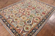 Naz Carpet Handmade Floral Old Style Woolen Persian Rugs for liviing Room,Bedroom and Hall (Color Beige & Multi 9x12 Feet)