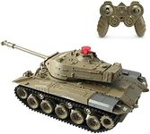 RC Tank Remote Tank Toy, Remote Control Mini RC That Shoots with Lights Realistic Sounds, RC Vehicle Full-Function Stunt Car Military Toy Tank (Military Green)