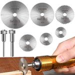 6 Pcs Rotary Drill Saw Blades Steel Saw Disc Wheel Cutting Blades with 1/8" Straight Shank Mandrel for Dremel Fordom Drills Rotary Tools (22mm 25mm 32mm 35mm 44mm 50mm)