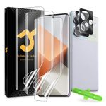 JZG 3+2 Pack for Xiaomi Redmi Note 13 Pro Plus Screen Protector[Not Glass], 3 Pack Flexible TPU Film, 2 Pack Camera Lens Protector, 10-second Self-Healing, Fit without Edge Lifting, Case Friendly