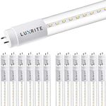 LUXRITE 25-Pack 4FT T8 LED Tube Light, Ballast and Ballast Bypass Compatible, 13W=32W, 3000K Soft White, Clear Cover, Single-End or Double-End Powered, Damp Rated, UL Listed