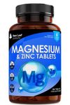 Magnesium Supplements with Zinc 365 Tablets – Bones, Muscle Immune Support Easy to Swallow Sleep Supplement Vegan, GMO-Free, Gluten-Free, UK Made by New Leaf