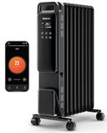 Pro Breeze 2500W 11 Fin Oil Filled Radiator with Digital Display, Smart App Control, Thermostat, 24Hr Timer, 3 Heat Modes, Child Lock, Overheat & Tip-Over Protection, Oil Heater for Home - Black