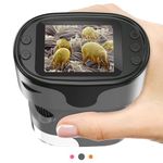 1000X Handheld Digital Microscope for Kids - 4K 2.0" Screen, Rechargeable Mini Labster Portable Pocket Scope, Includes Slides Kit - Science Gadget Edu Gift for Children Ages 4-12 (Grey)