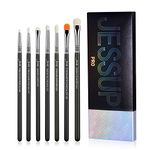 Jessup Eyeshadow Brush Set 7pcs Fluffy Eye Makeup Brushes for Eye Shadow Blending Shader Crease Concealer Black T334