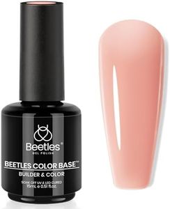 Beetles Rubber Base Gel for Nails, 15ML Nude Pink Builder Base Neutral Nude Gel with Beetles Poly Nail Extension Gel Kit, 4 Colors Pink White Poly Nail Gel