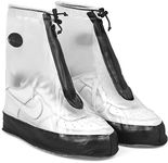 Rain Shoe Covers | Waterproof Shoe Covers for Men Women | Reusable Galoshes Overshoes (Clear/Black, X-Large)