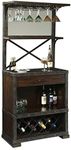 Howard Miller Red Mountain Bar Cabinet – Premium Rustic Home Bar Cabinet with Mirror Drawers & Glass Rack Luxurious Modern Bar Storage for Spirit & Cocktail Display for Small Gatherings