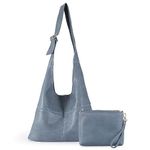 Montana West Hobo Bags Purse for Women Ultra Soft Foldable Shoulder Slouchy Handbags with Coin Purse, Classic-denim Blue