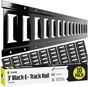 DC Cargo Mall E Track Tie Down Rail Kit 3' (10 Pack) for Garages, Vans, Trailers, Motorcycle Tie Downs, ATV Mountings - Powder-Coat Black - Secure Cargo & Heavy Loads Up to 2,000 lbs