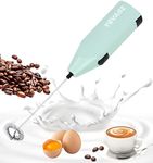 YBVABE Milk Frother Handheld for Coffee Mixer Electric Matcha Foam Mini Machine Coffee Bar Accessories Drink Kitchen Gadgets Aluminium Handle for Coffee Cappuccino Frappe Latte Hot Chocolate (Cyan)