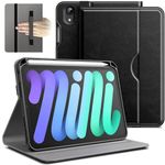 JETech Case for iPad Mini 6 (8.3-Inch, 2021 Model, 6th Generation), PU Leather Business Folio Protective Tablet Cover with Pencil Holder & Pocket, Multi-Angle Viewing (Black)