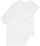 4 Pack Zenana Women's Basic V-Neck T-Shirts, White, White, White, White, S