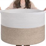 INDRESSME Woven Laundry Basket, 21.7'' x 13.8'' Large Rope Blanket Basket Living Room Toy Storage Basket, Woven Baskets for Dirty Clothes, Pillows, Towel, 90L Light Brown