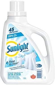 Sunlight Free and Clear Liquid Detergent (45 Loads, 1.84L), Gentle Laundry Detergent with Sensitive Formula and Stain Remover, Hypoallergenic, White