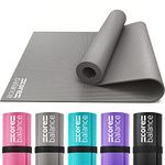 Core Balance Yoga Mat With Strap 6mm Thick Non Slip Foam For Home Exercise (Grey)