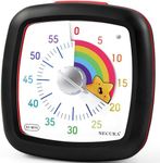 Secura 60-Minute Visual Timer, Silent Study Timer for Kids and Adults, Time Clocks, Time Management Countdown Timer for Teaching (Black & Star)