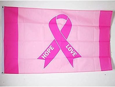 AZ FLAG - Bandera Lazo contra El Cancer De Seno - 90x60 cm - Bandera Lazo Rosado 100% Poliéster con Ojales de Metal Integrados - 50g - Colores Vivos Y Resistente A La Decoloración