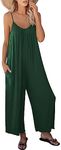 ANRABESS Women Summer Casual Sleeveless Spaghetti Strap Boho Wide Leg Jumpsuits Rompers Dressy 2098 Trendy Outfits Clothes Deep green XX-Large