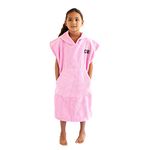 COR Childrens Unisex Poncho Towel Robe Light and Dark Blue for Ages 3-10 (Pink)