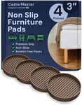 CasterMaster Non Slip Furniture Pads - 3x3 Brown Round Rubber Anti Skid Caster Cups Leg Coasters - Couch, Chair, Feet, and Bed Stoppers with Anti - Sliding Floor Grip (Set of 4)