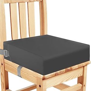 Toddler Booster Seat for Dining Table, Washable Thick Strong Support Portable Booster Chair for Toddlers Eating, Easy Cleaning Booster Seat Cushion Detachable with Fix Straps (Dark Grey)