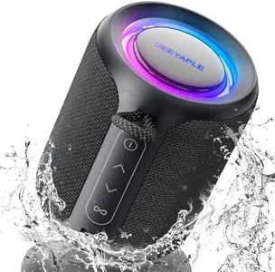 Bluetooth Speaker Wireless,IP67 Waterproof & Dustproof Portable Speaker with Lights,15W Loud Stereo Sound, 2500mAh Battery All Day Playtime, TWS Pairing, BT5.3,for Home/Party/Outdoor/Beach - Black