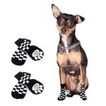 KUTKUT Anti-Skid Checkered Pattern Knit Socks for Medium, Large Dogs | Traction Control Non-Slip Pet Paw Protectors with Grips for Big Dogs | Soft Comfortable Socks for Dogs (Size: L x W: 7.0 x 3.1)