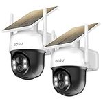 aosu 2PACK Solar Security Camera Outdoor Wireless, 2K/3MP Home Security Camera, Solar Battery Powered, 360° Surveillancewith Automatic Tracking, Colour Night Vision, Light&Sound Alarm, 2-Way Audio