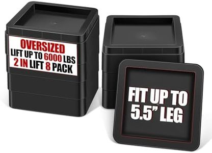 MCXYEM Oversized Heavy Duty Bed Risers & Furniture Risers - Stackable Supports 12000 Lbs,Furniture Lifter/Square Bed Raising Blocks for Sofas, Couches, Desks (Black 8 Pack, Fits Huge 5.5 × 2 inch)