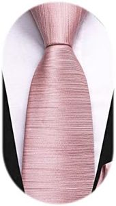 Dubulle Ties for Boys Self Tie Silk Paisely Striped Kids Necktie and Pocket Square Set for Age 8-14, Blush Pink Rose Gold