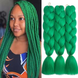 SuCoo Kanekalon Braiding Hair Extensions High Temperature Synthetic Fiber Jumbo Braiding Hair Extensions Crochet Twist Braids With Small Free Gifts 24inch 3pcs/lot(Dark Green)