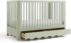 Storkcraft Casablanca Deluxe 5-in-1 Convertible Crib with Drawer (Sage) – GREENGUARD Gold Certified, Converts to Toddler Bed, Daybed, Full-Size Bed (Kit Sold Separately)