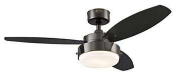 Westinghouse Lighting 78764 Alloy One-Light 105 cm Three-Blade Indoor Ceiling Fan, Gun Metal Finish with Opal Frosted Glass