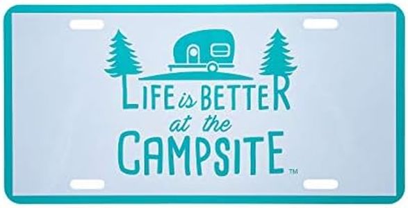 Camco Life is Better at The Campsite Novelty Vehicle Front License Plate - Perfect for RVs, Campers and Trailers and More, 6" x 12", Teal Blue (53251)